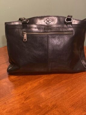 Patricia Nash Black Leather Shoulder Bag with Exterior Zip
